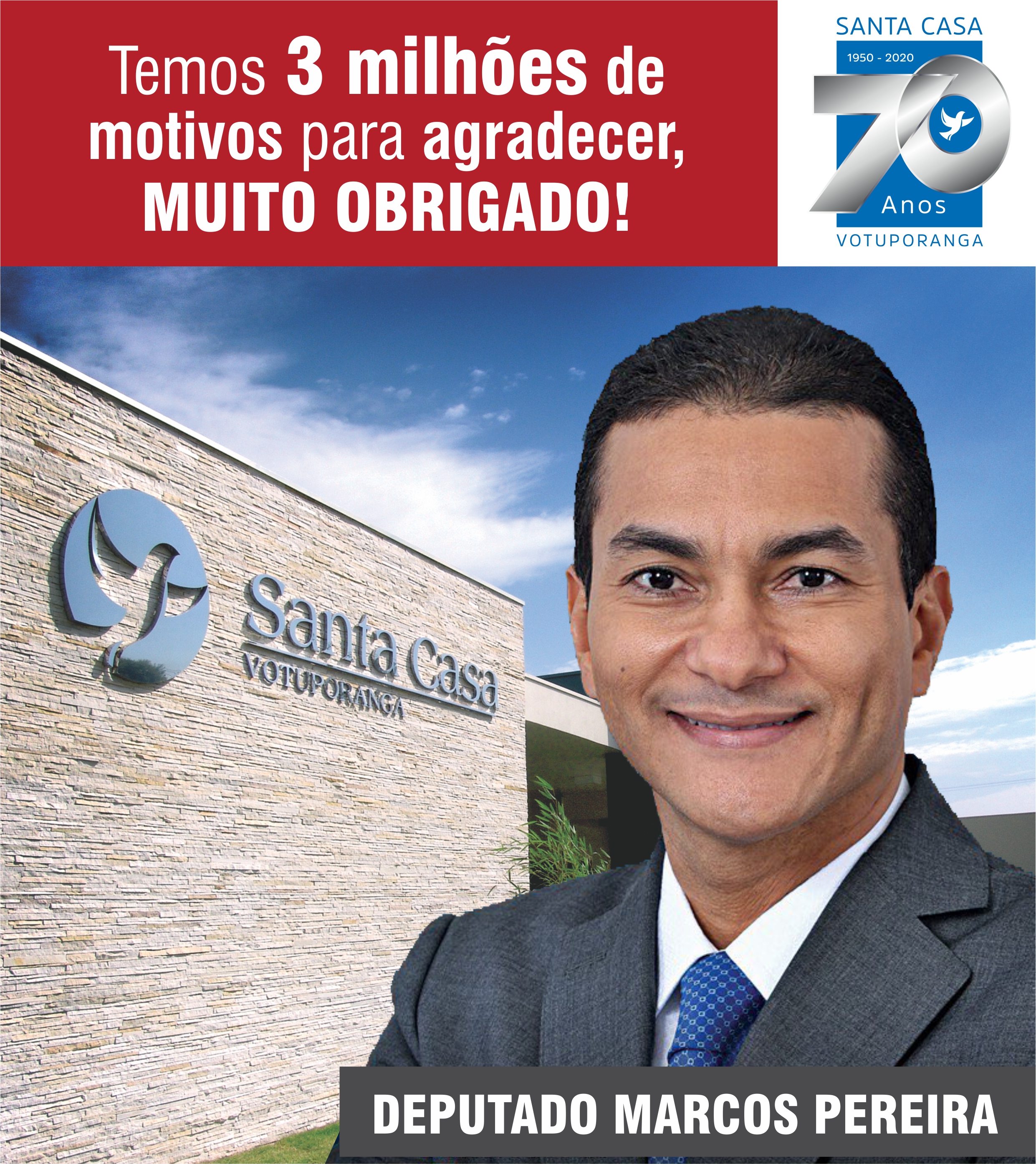 Santa Casa recebe R$3 milhões de emenda de Marcos Pereira

