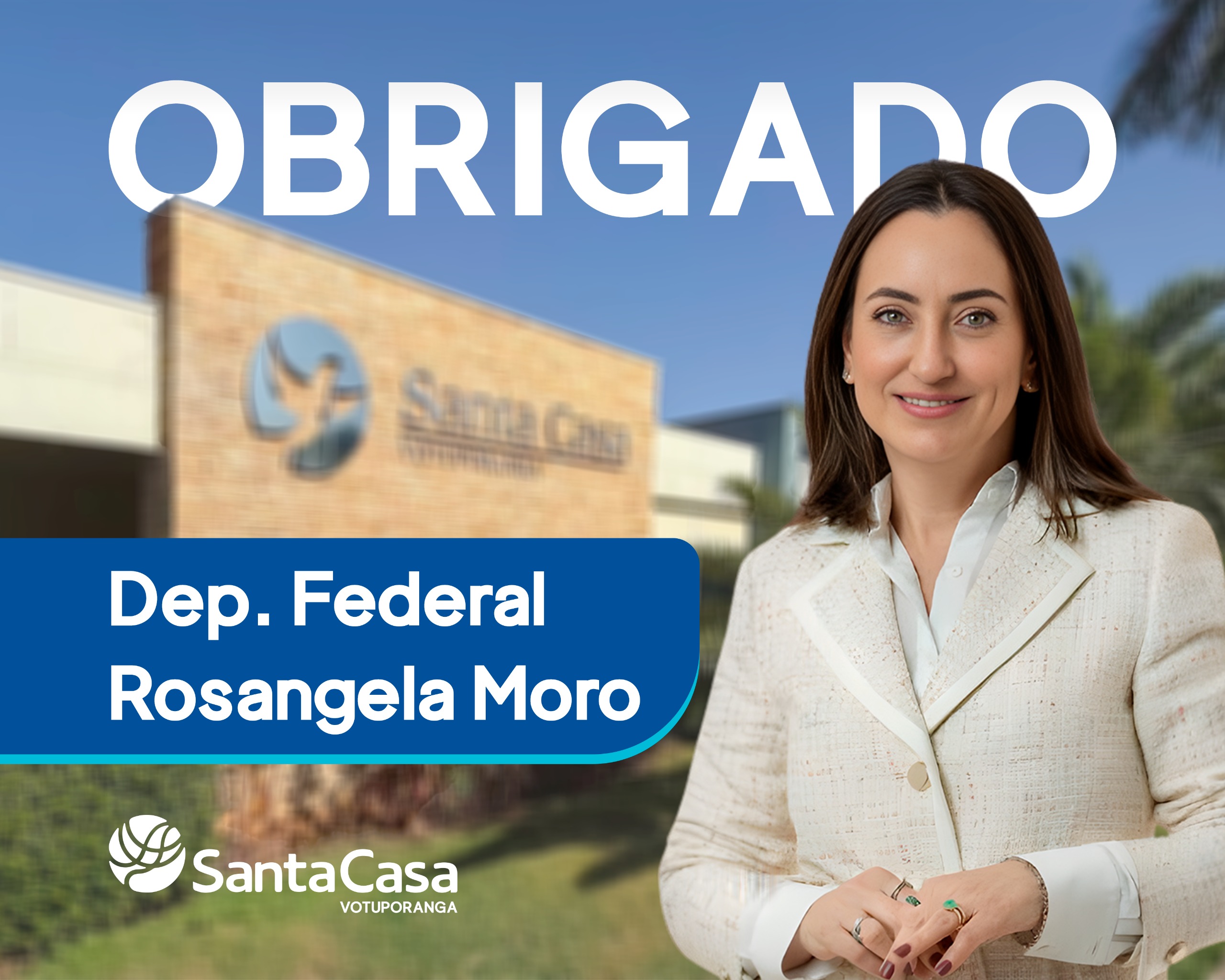 Santa Casa de Votuporanga recebe emenda parlamentar de R$ 350 mil de Rosangela Moro