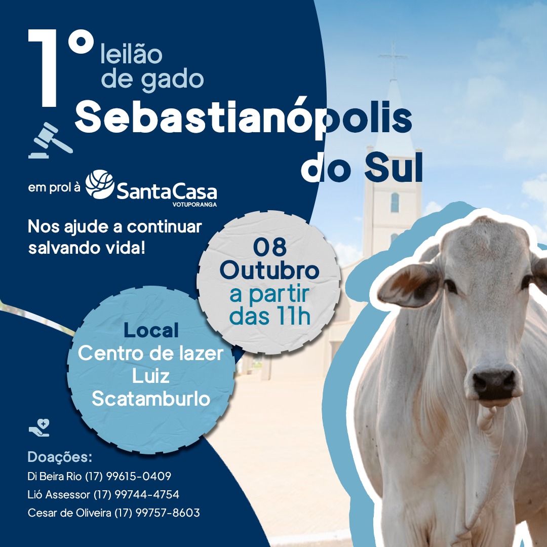 Sebastianópolis do Sul realiza seu primeiro leilão de gado em prol da Santa Casa